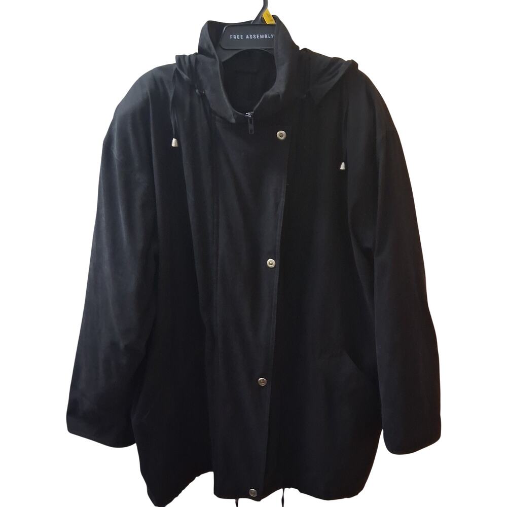 American Bazaar AB 11 Black Women's Jacket Full Zipper Removable Hood Size-2X